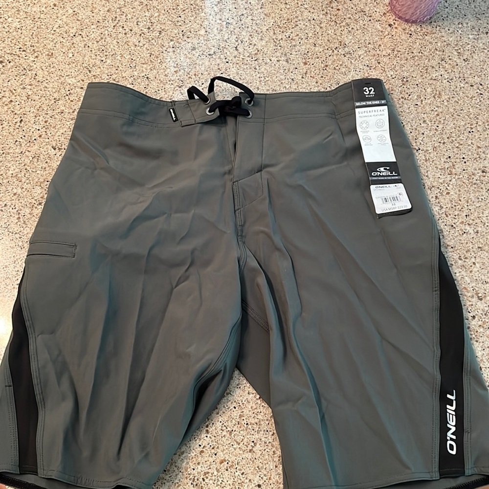 ONEILL Superfreak army green board shorts surf swim trunks size 32